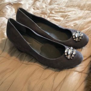 BCBGeneration Suede Gray Wedges